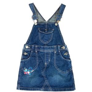 OshKosh B'Gosh Denim Jumper Dress w/ Floral Embroidery Size 6